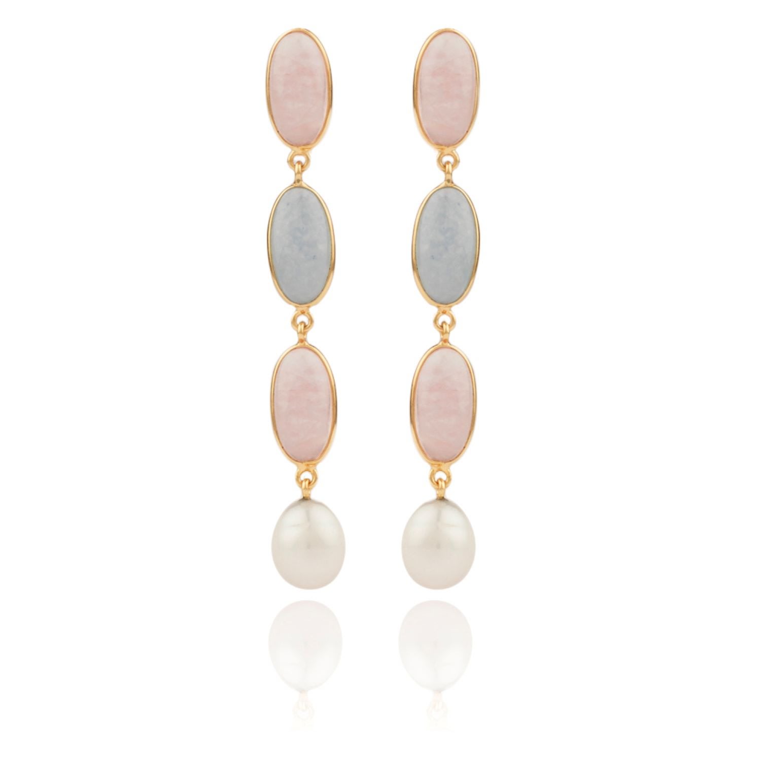House Of Elliott Women's Aveline Drop Earrings With Semi-precious Stones And Pearls In Yellow