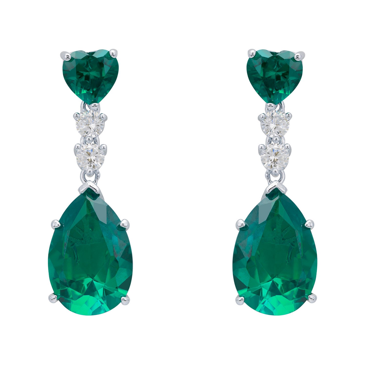 Women’s White / Green / Silver Augusta Petrol Tourmaline Teardrop Earrings Silver Latelita