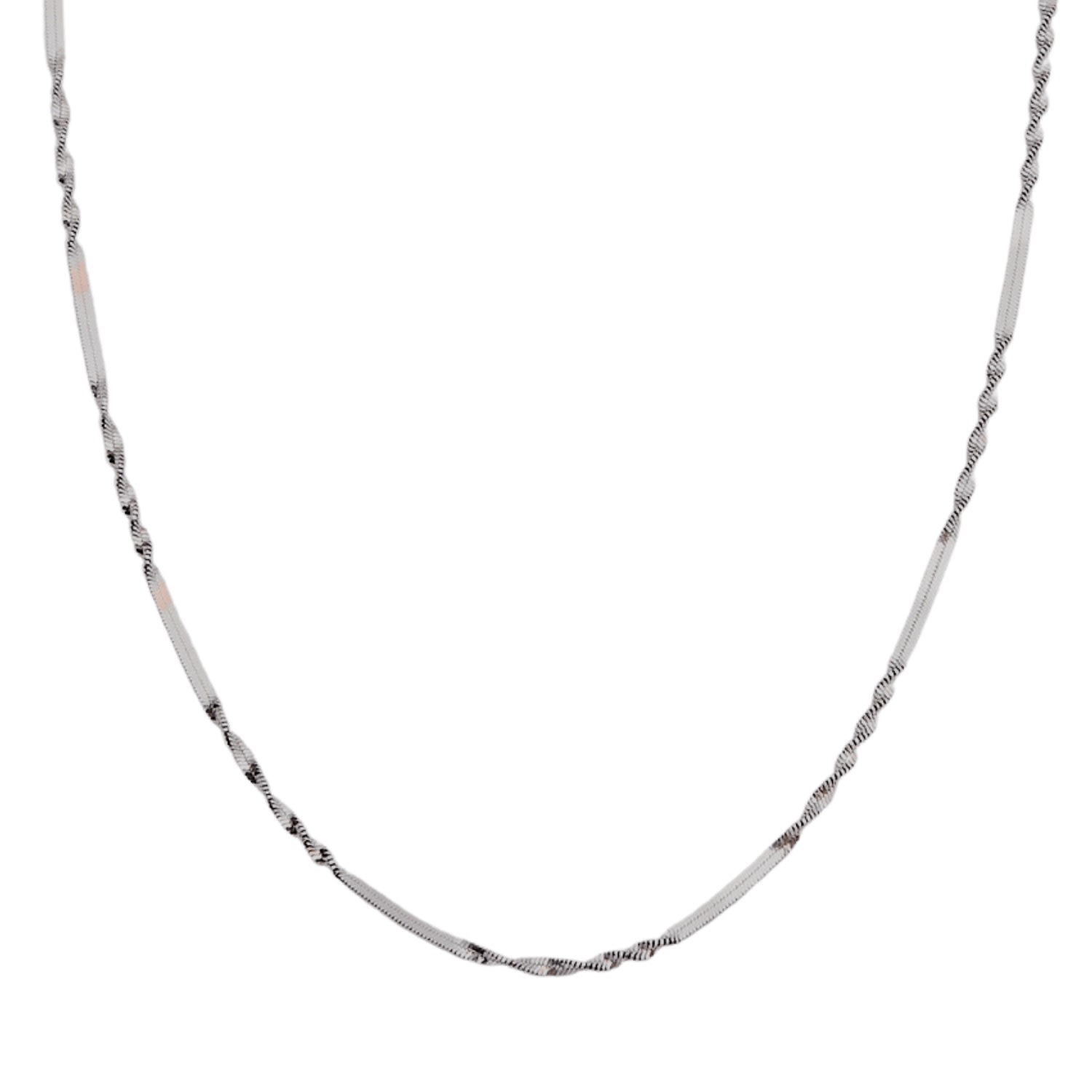 Women’s Half Twisted Sterling Silver Chain Necklace Singapore Chain - Silver Spero London