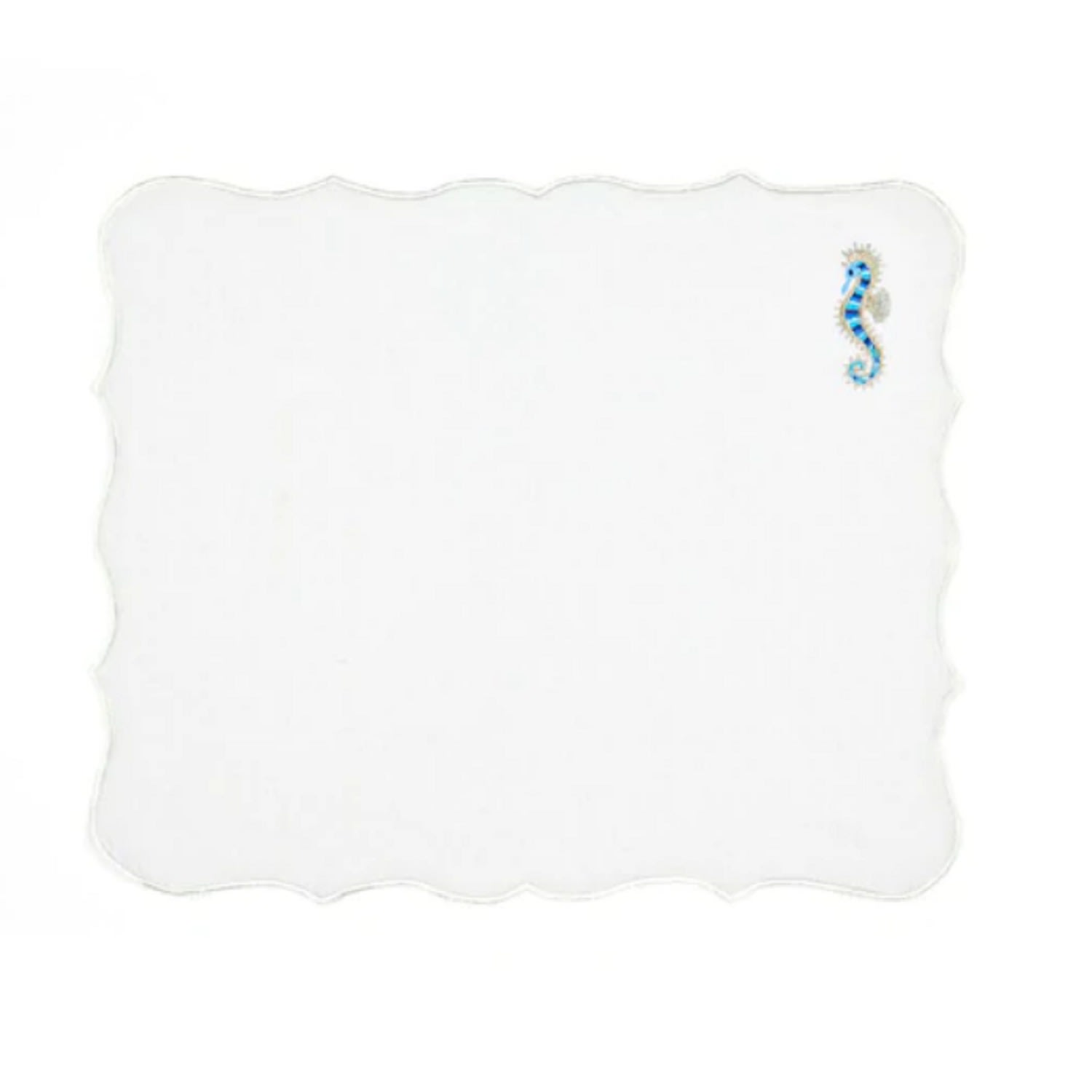 Km Home Collection Seahorse Embroidery Linen Placemats Set Of 2 In Multi