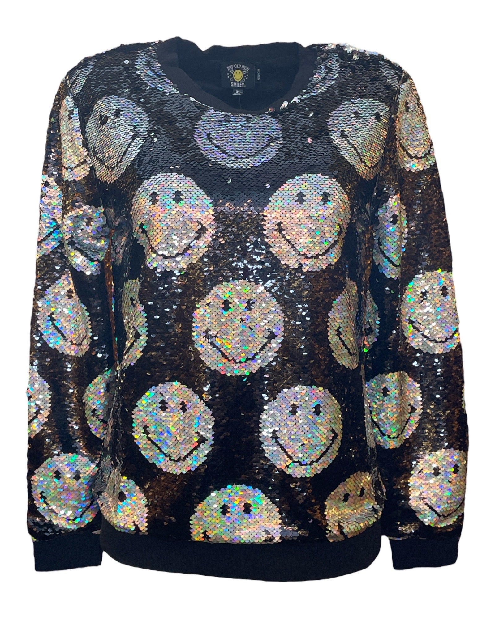 Women’s Black / Silver Any Old Iron X Smiley Iridescent Sweatshirt 3Xl