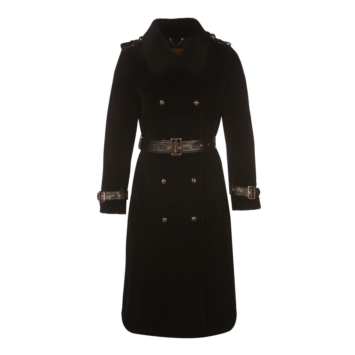 Women’s ’Loren’ 100% Wool Trench Coat - Black Xs/S Santinni