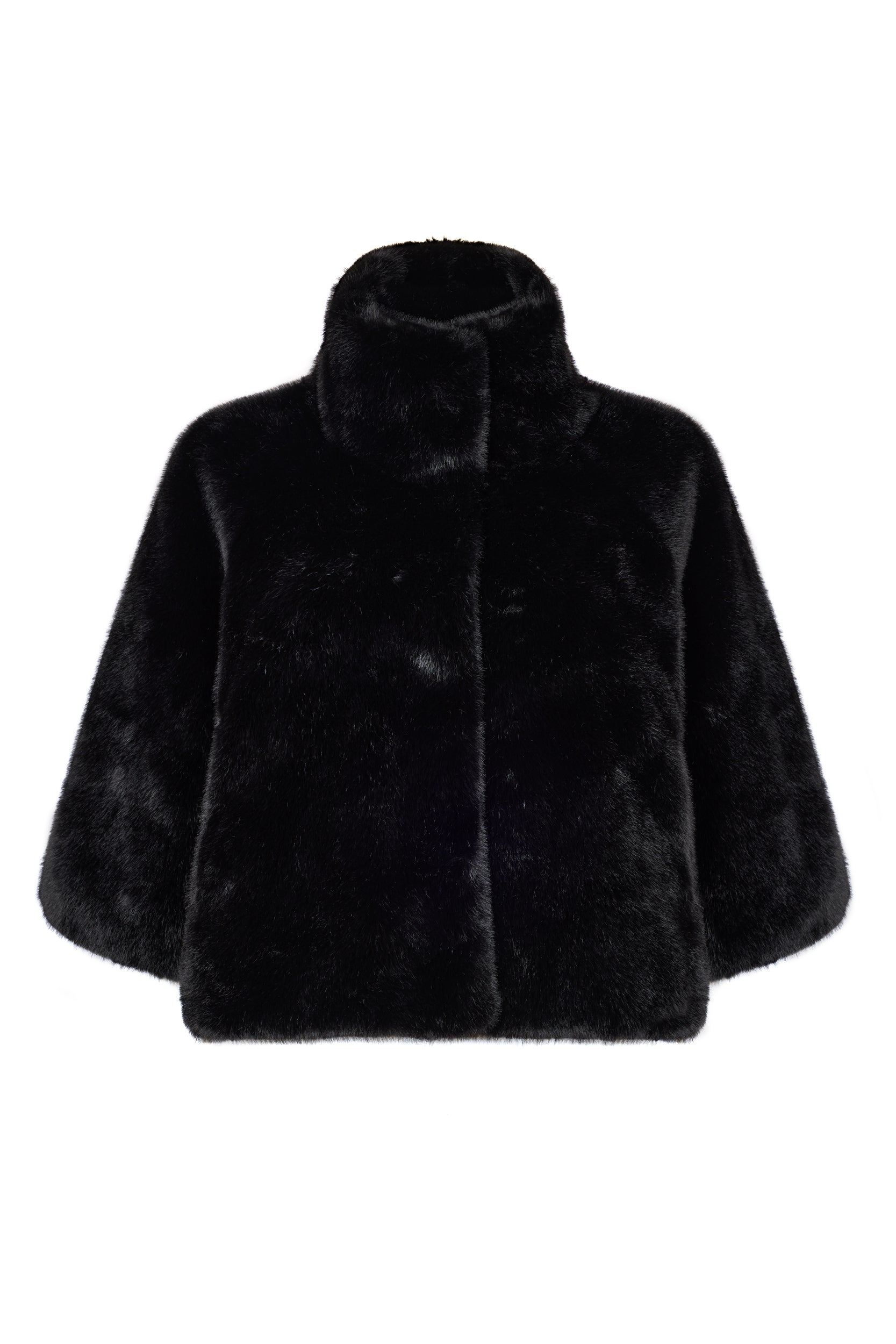 Issy London Women's Trinny Cropped Faux Fur Jacket Black In Black