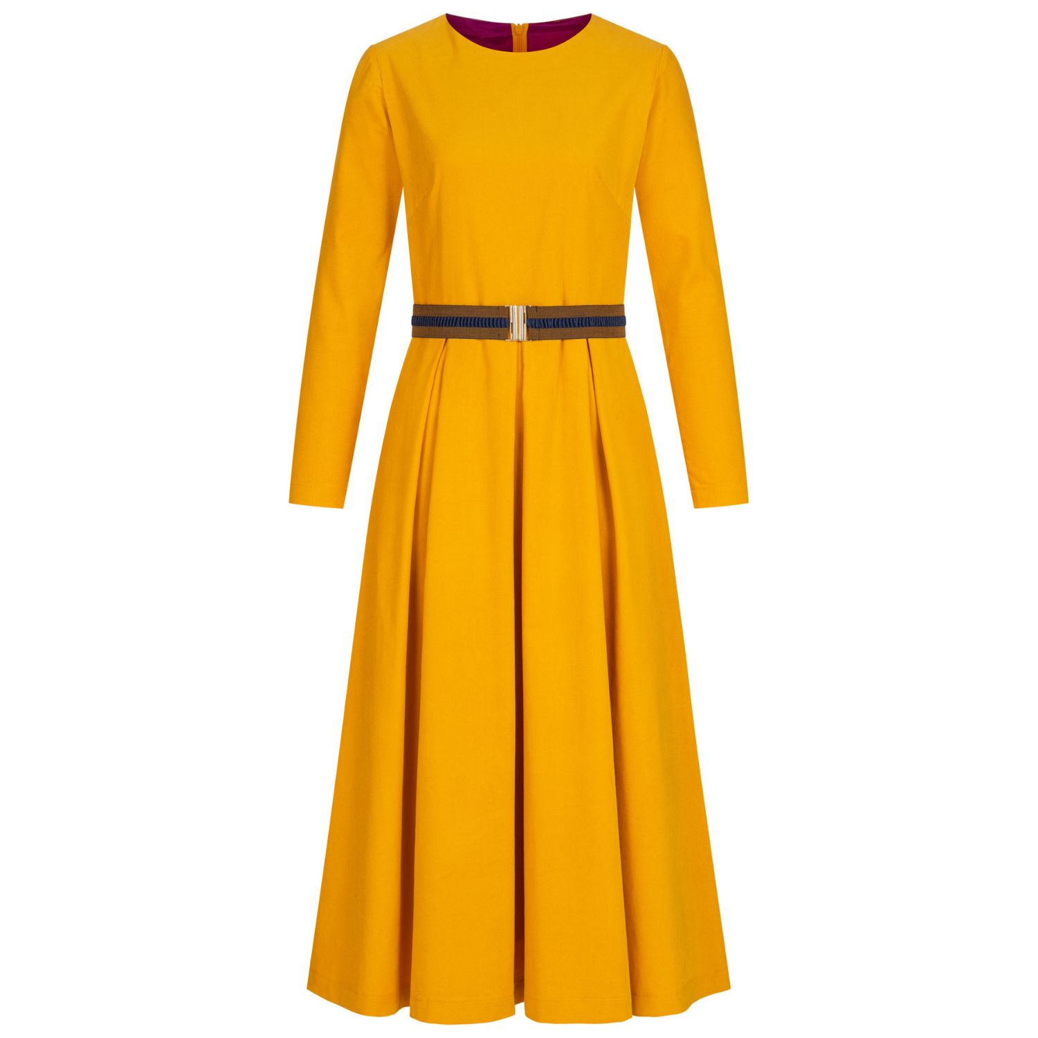 Marianna Déri Women's Yellow / Orange Yellow Corduroy Belted Dress In Yellow/orange