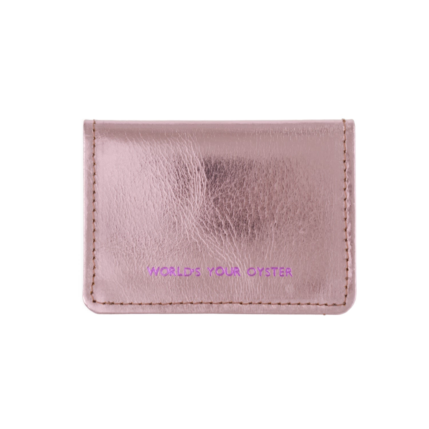 Women’s Pink / Purple Worlds Your Oyster Metallic Pink Leather Travel Card Holder Vida Vida