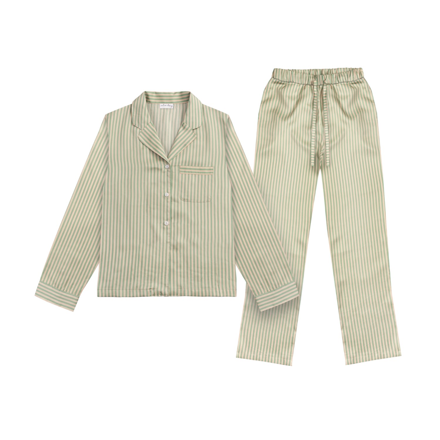 Isla Day Women's Green Saturday's Girl Striped Tencel Pyjamas In Green