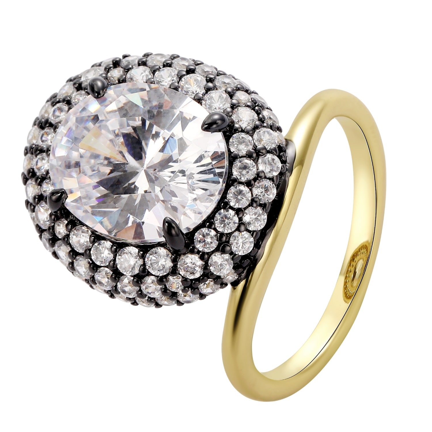 Onewildone Women's Gold / Black Choose What Chooses You Ring Pavé Perch Gold Plated Ring In Multi