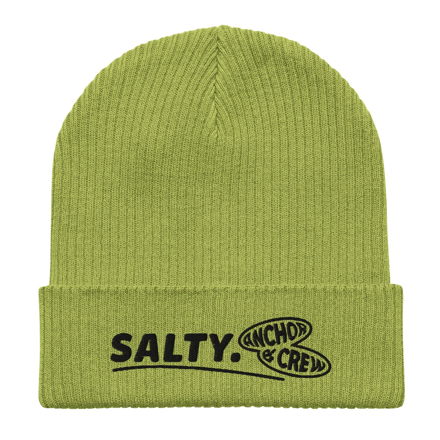 Anchor & Crew Leaf Green Salty Gen. Organic Cotton Embroidered Beanie - Women In Green
