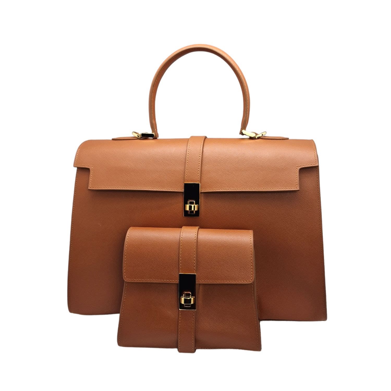 Women’s Ethereal Double Dose Bag In Saffiano Calf Leather - Brown Tote London