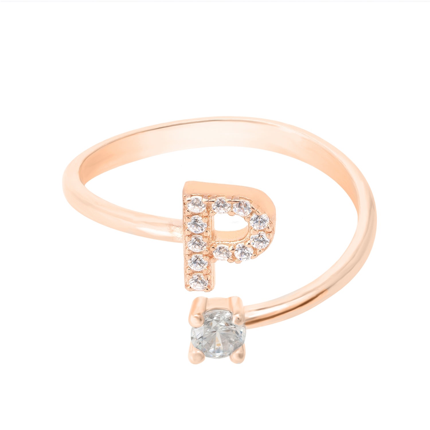 Latelita Women's White / Rose Gold Initial Ring Rosegold P In Orange