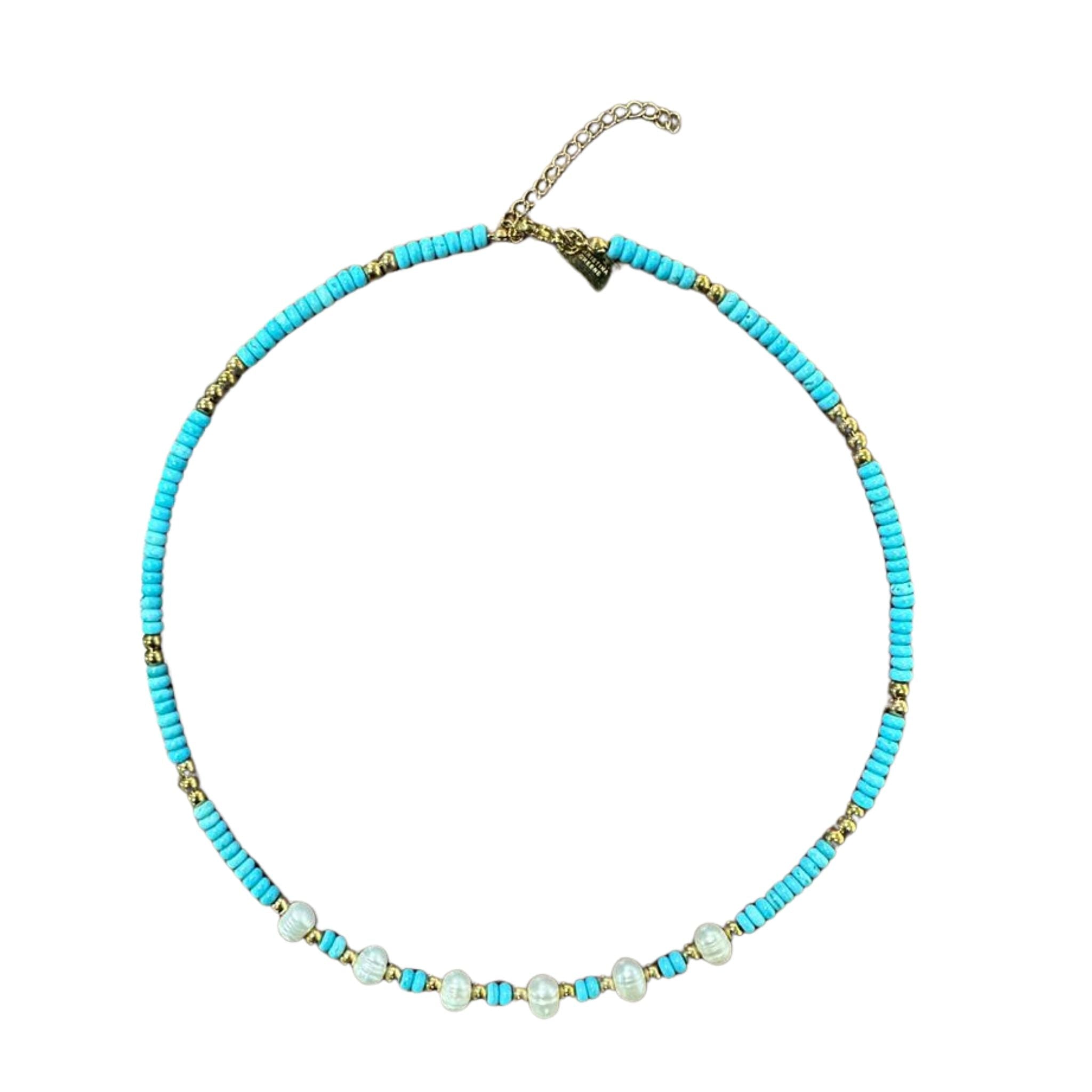 Women's Free Spirit Turquoise & Pearl Beaded Necklace | Christina Greene