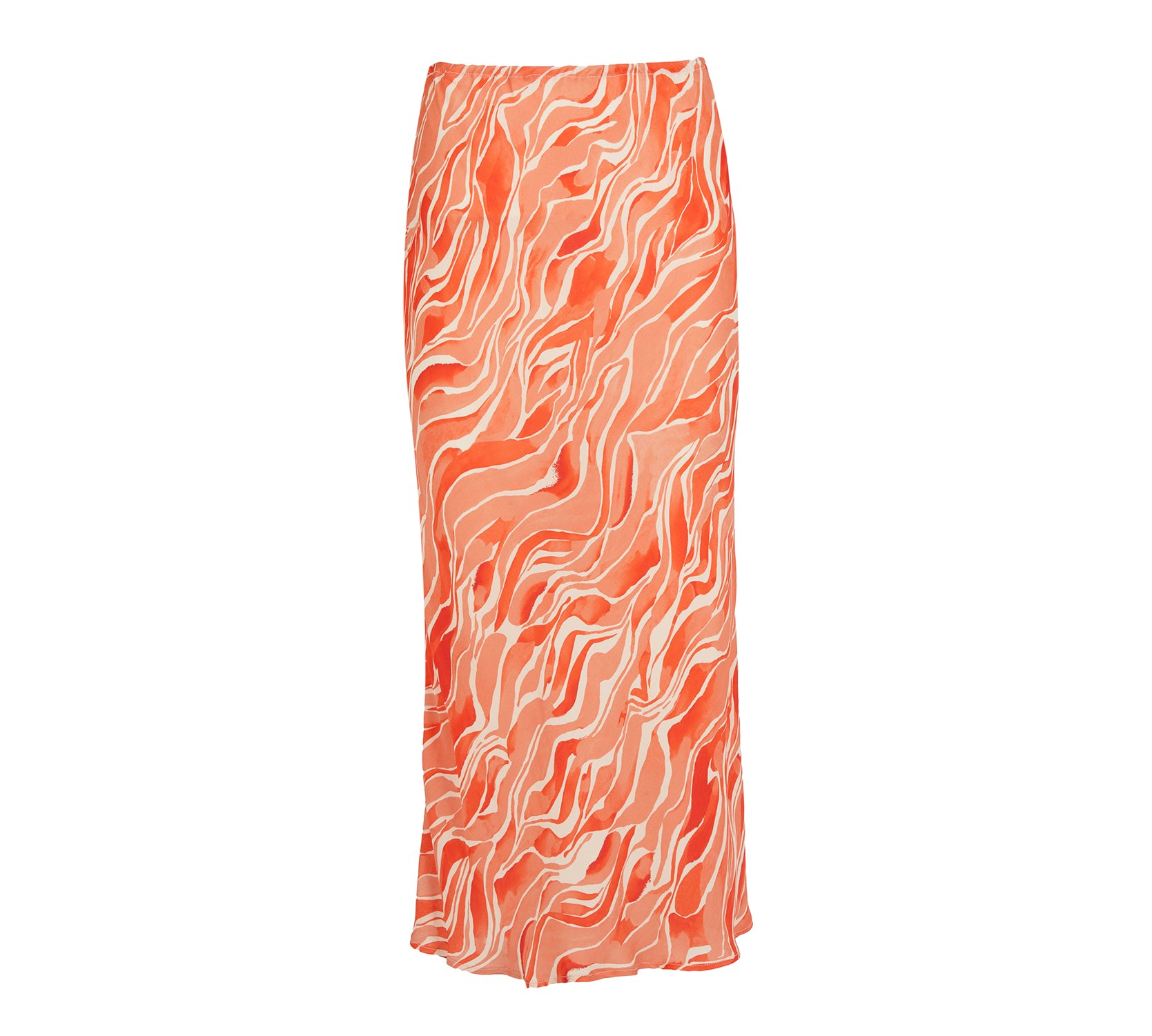 Women’s Yellow / Orange The Ruby Bias Cut Midi Skirt In Orange Waves Extra Large Lavaand