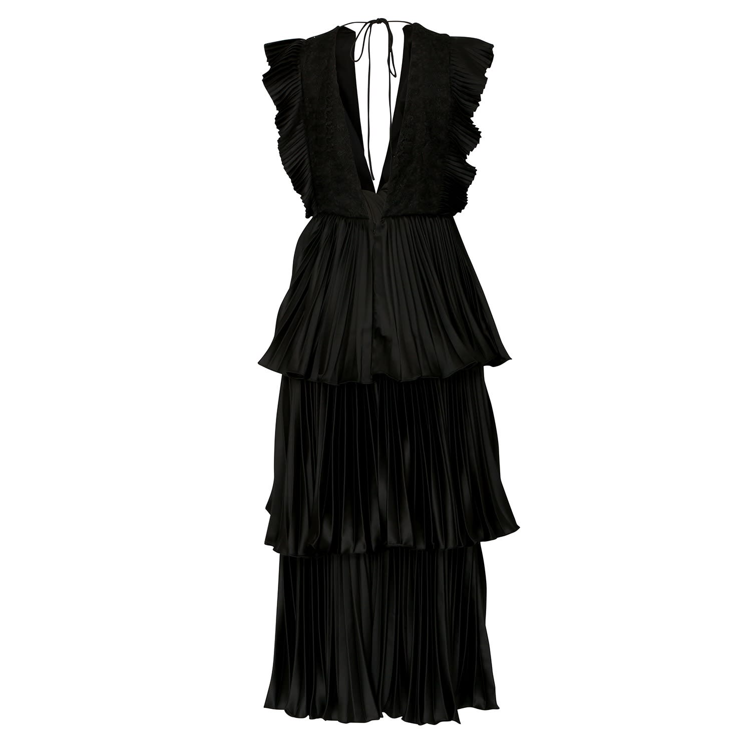 black satin pleated dress