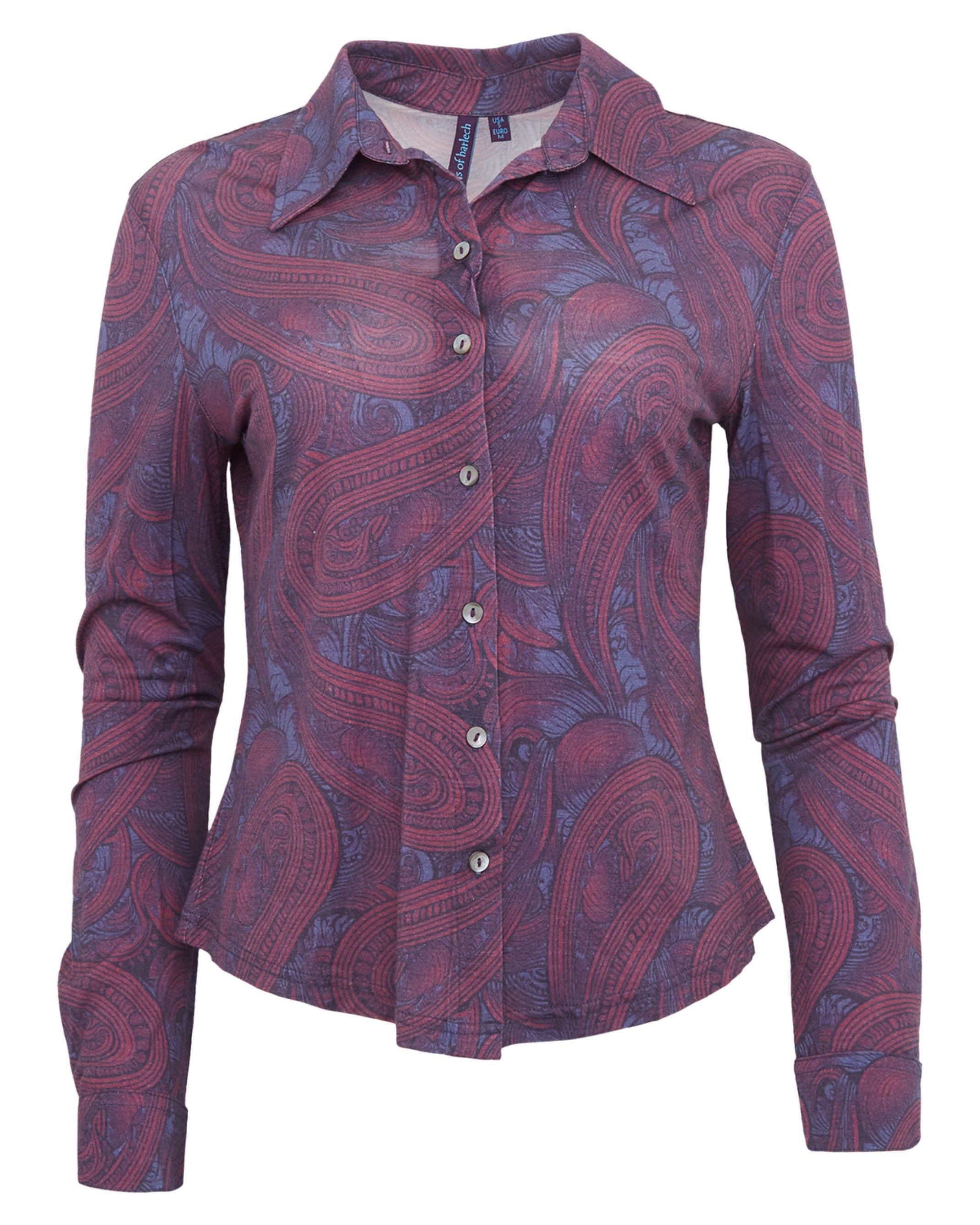 Lords Of Harlech Scarlet Merino Shirt In Purple