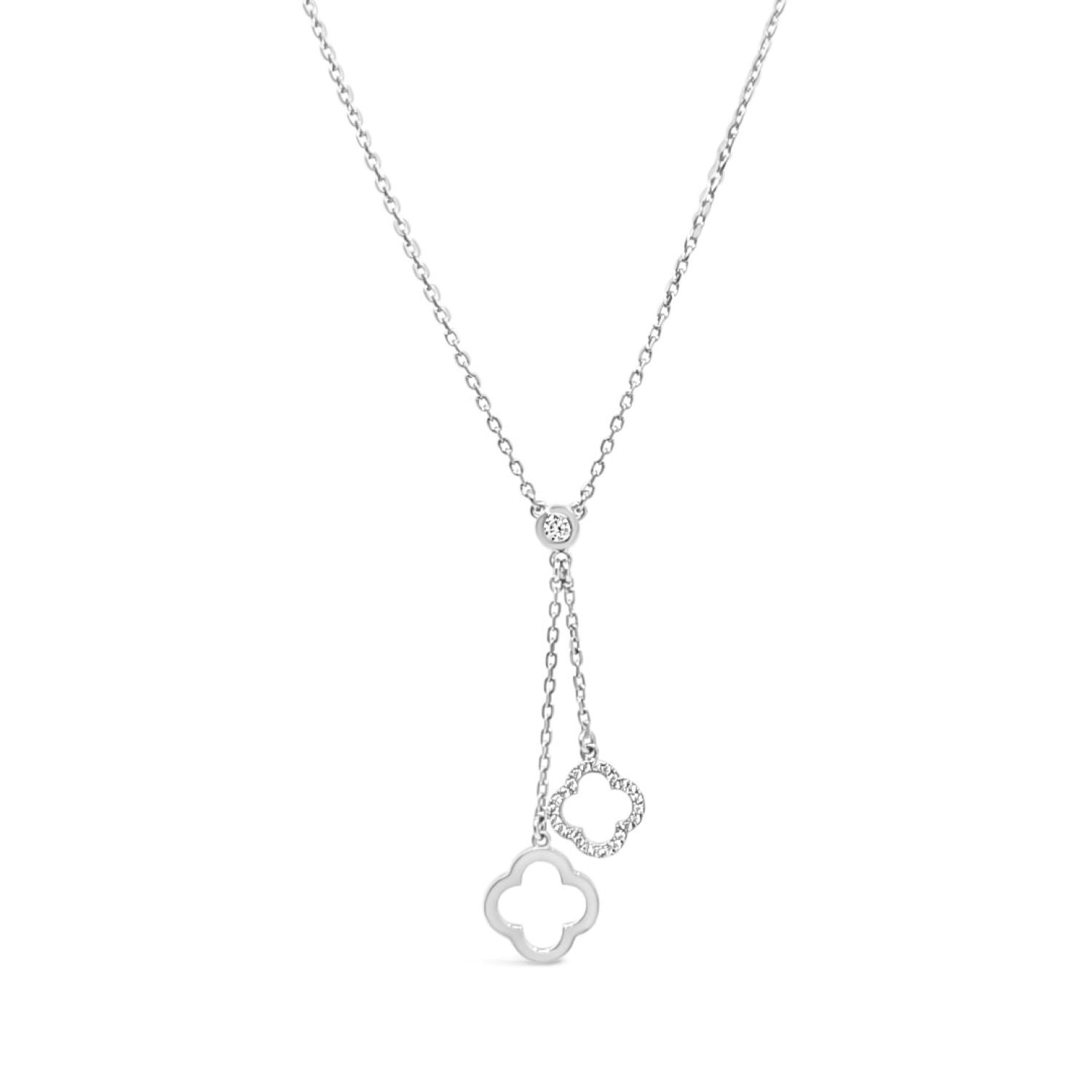 Lutiro Women's Silver Clover With Bezel Necklace - Sliver In Silver