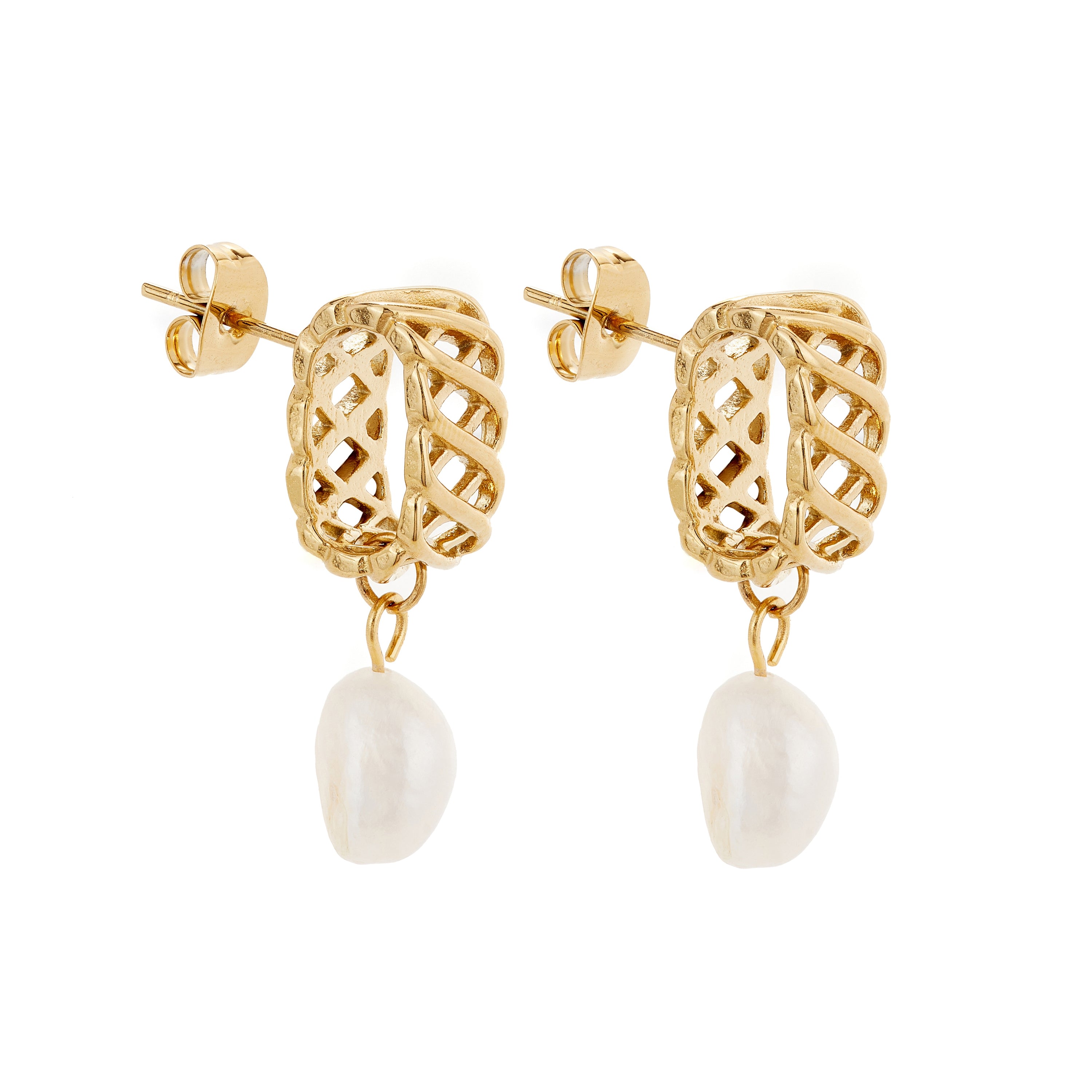 Women’s Gold Woven Drop Pearl Earrings Ballinger