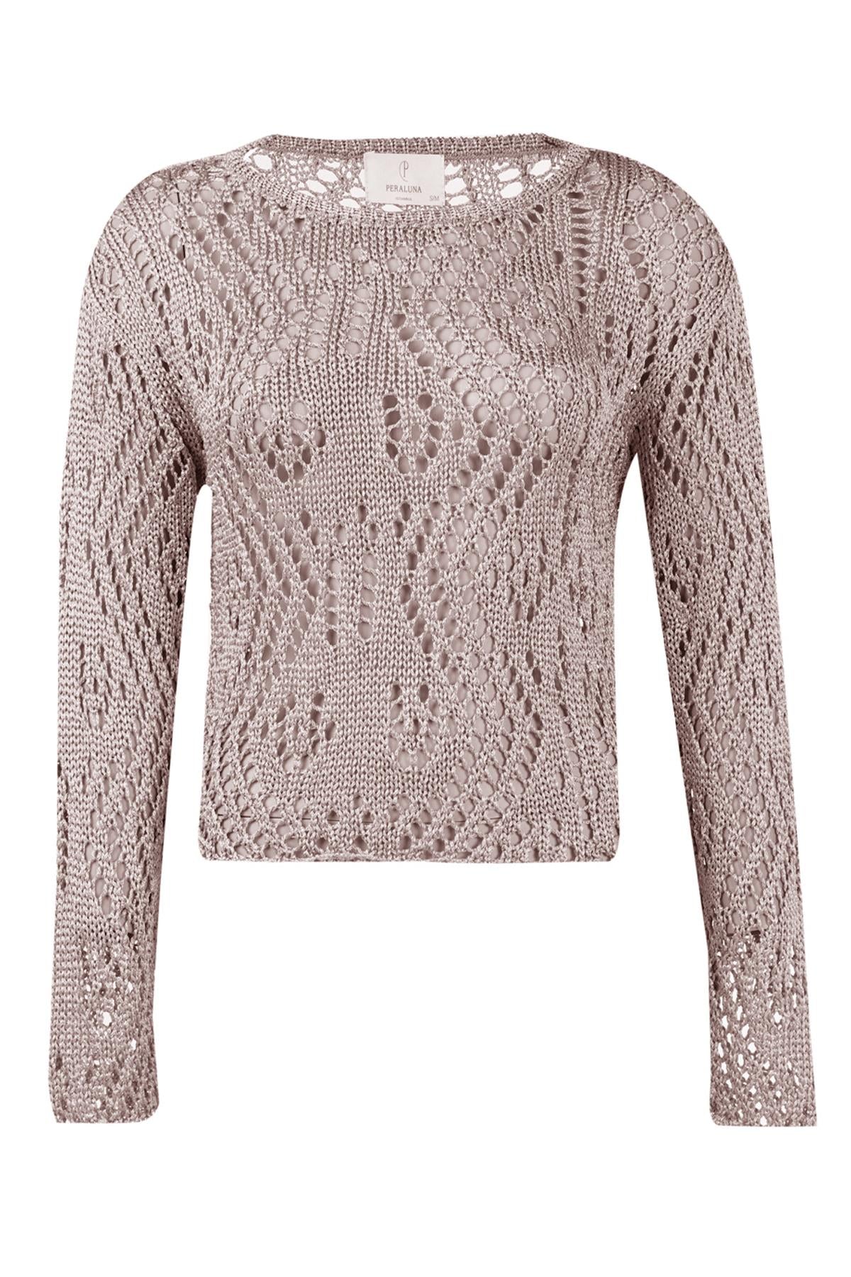 Peraluna Women's Brown Amy Top Openwork Knitted Blouse In Mink In Brown