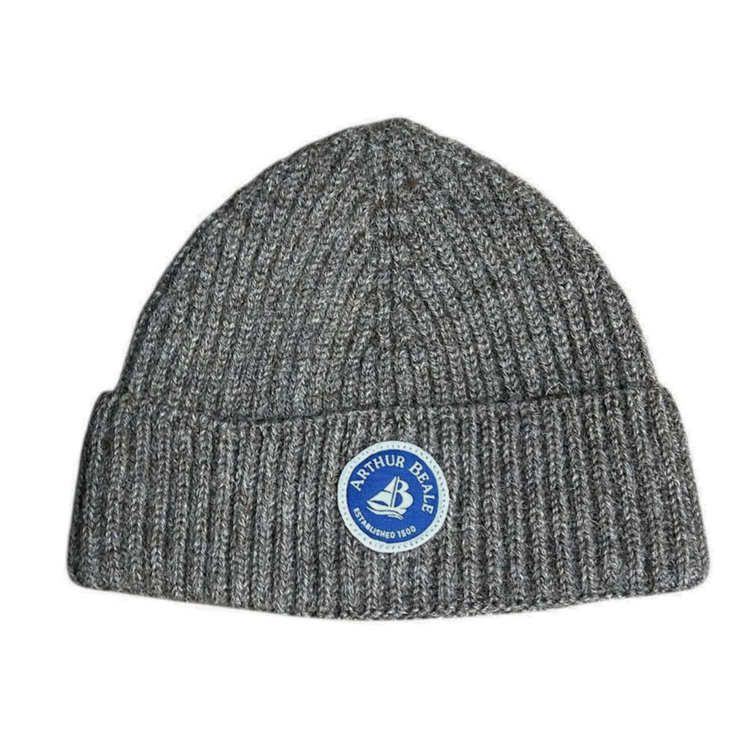 Arthur Beale Men's Grey / Neutrals  Badge Beanie Hat - Dark Grey Natural In Grey