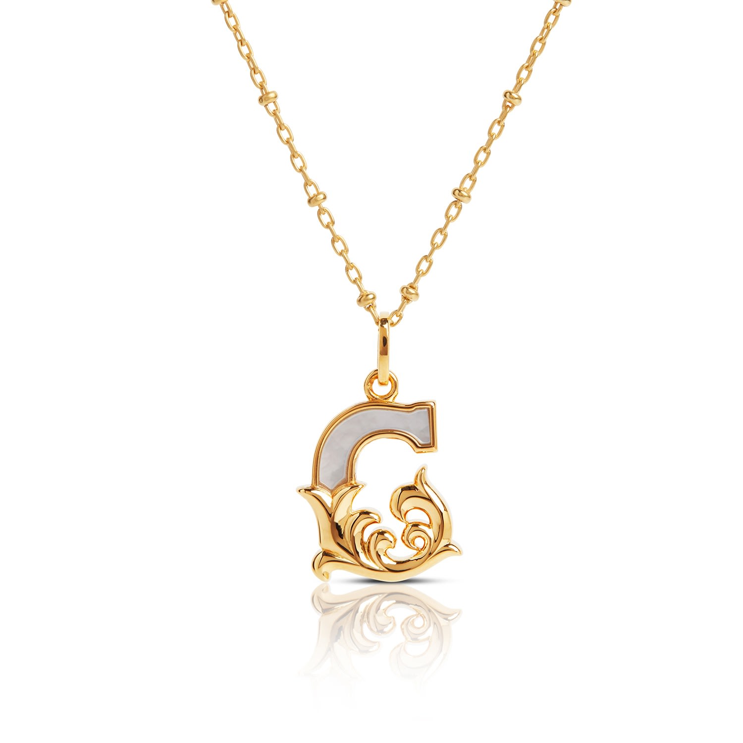 Kasun Women's Gold Plated G Initial Necklace With Mother Of Pearl In Gold