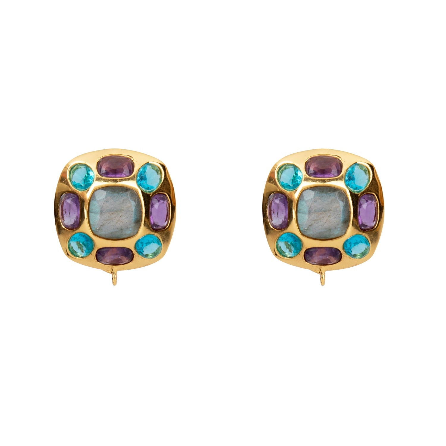 Bounkit Women's Grey / Blue / Pink Dominique Studs Pierced