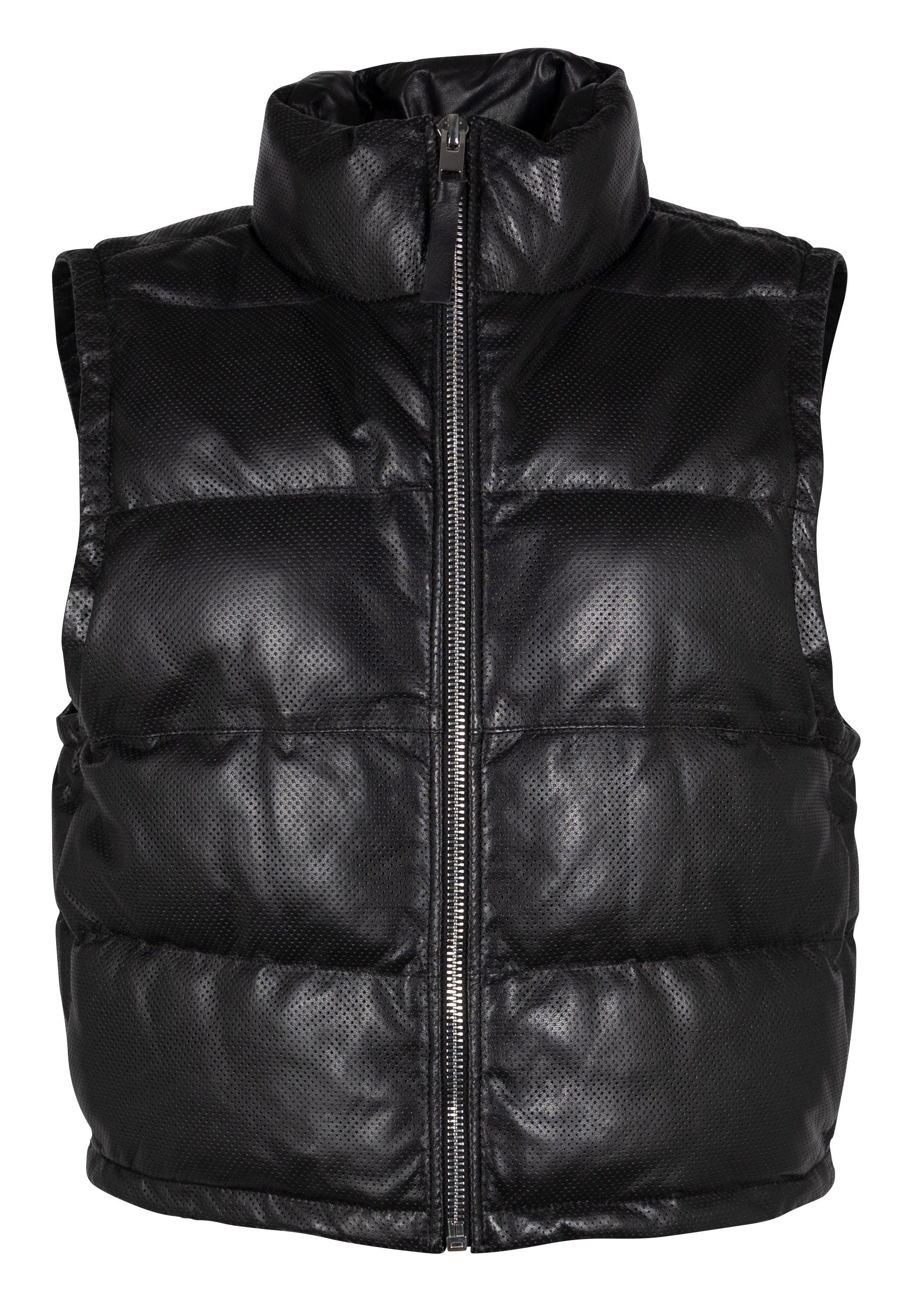 Mauritius Women's Ellice Os Leather Vest, Black In Black