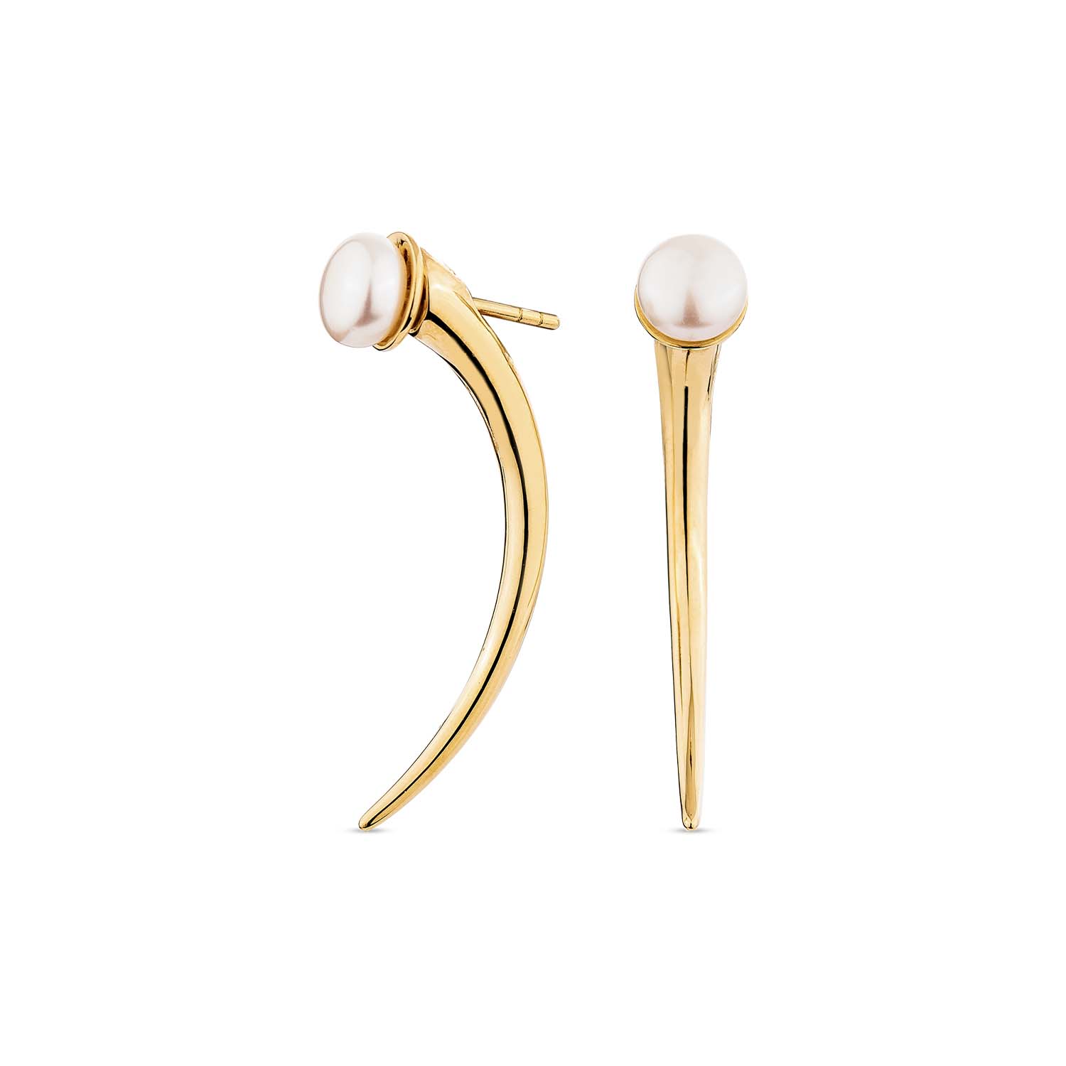 Sally Skoufis Women's Gold / White Moon Shadow Earrings With Natural White Pearl In 18k Gold Vermeil In Multi