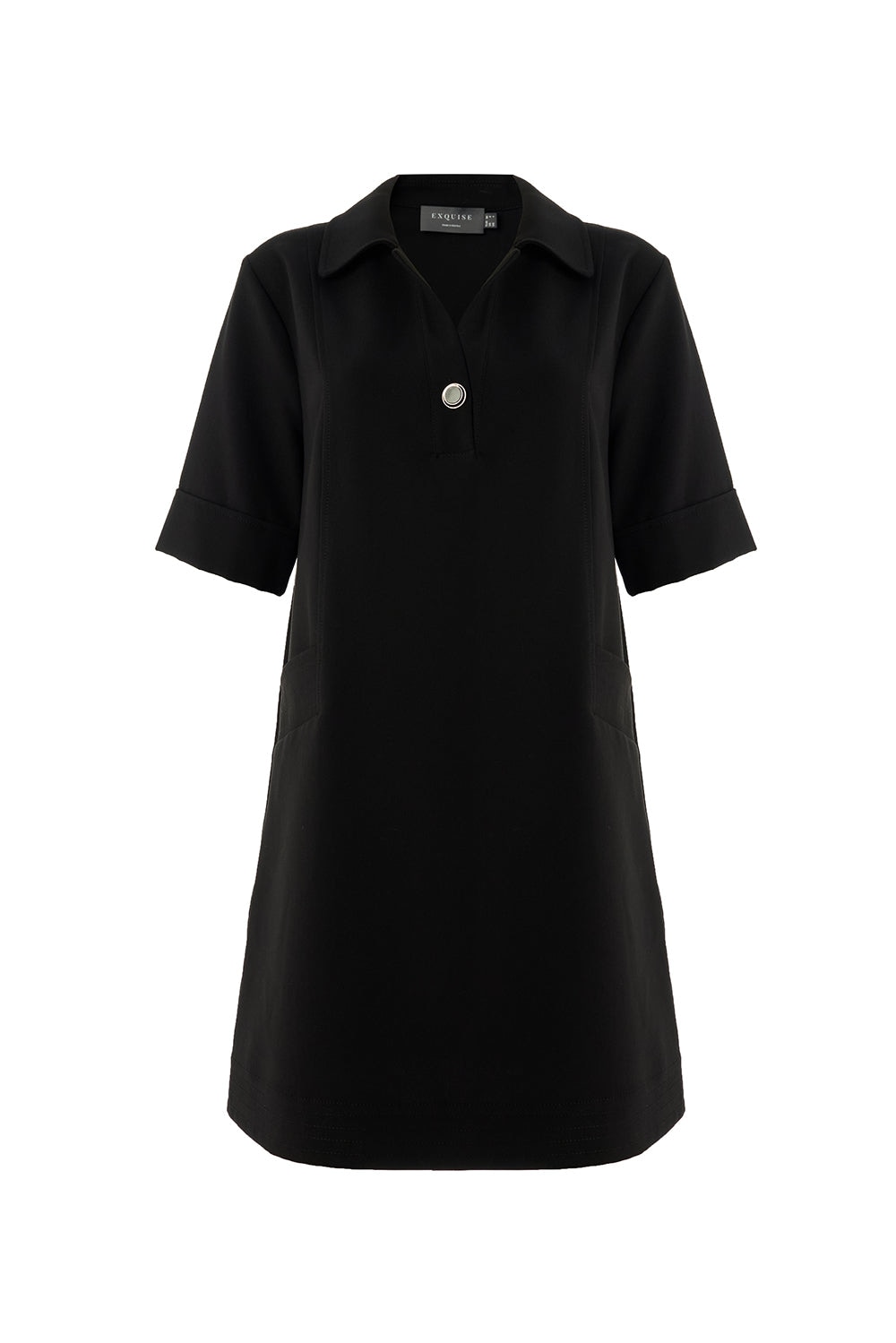 Exquise Women's Regular Short Sleeve Shirt Dress - Black