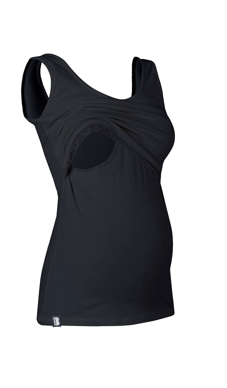 The Bshirt Women's Nursing Vest With Lace In Black In Black