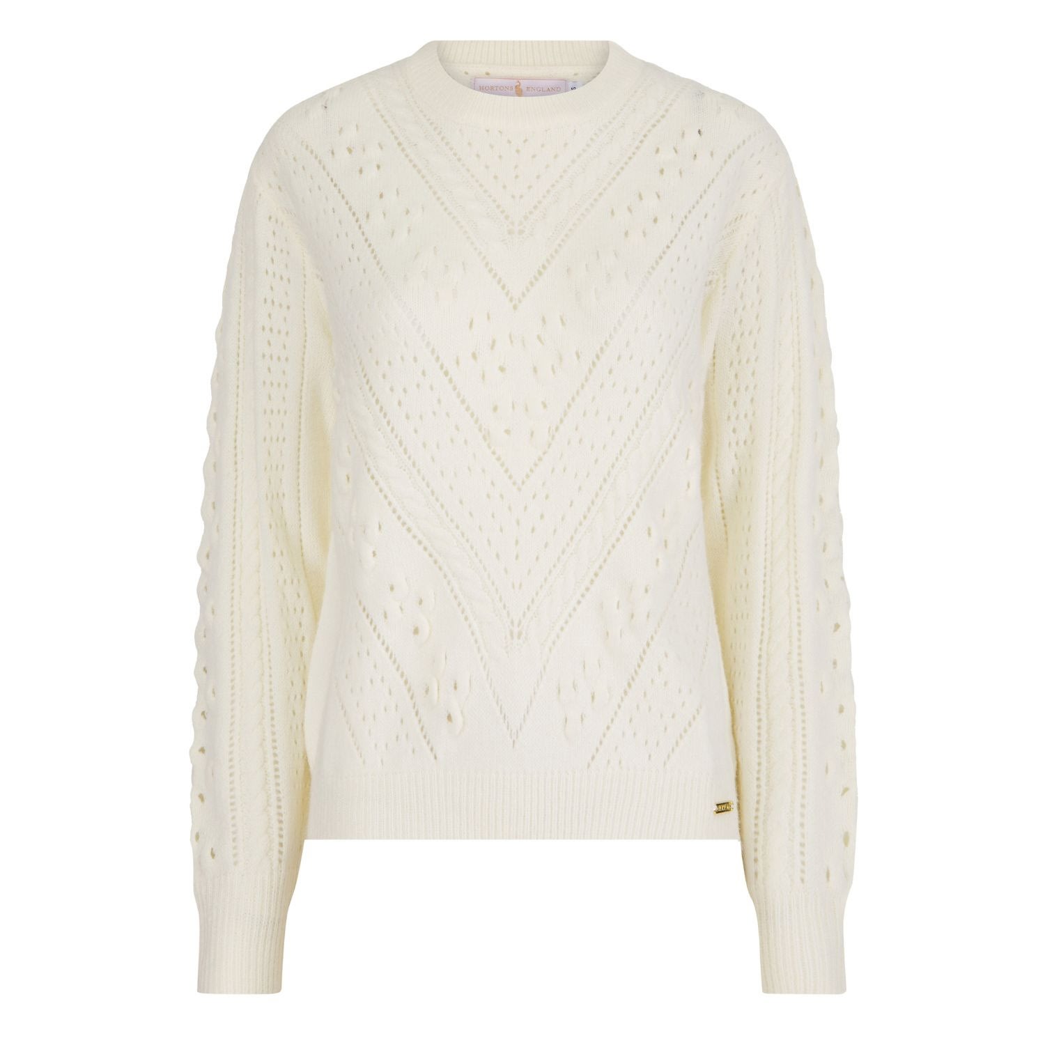 Women’s Newquay Pointelle Knit Jumper - White Small Hortons England