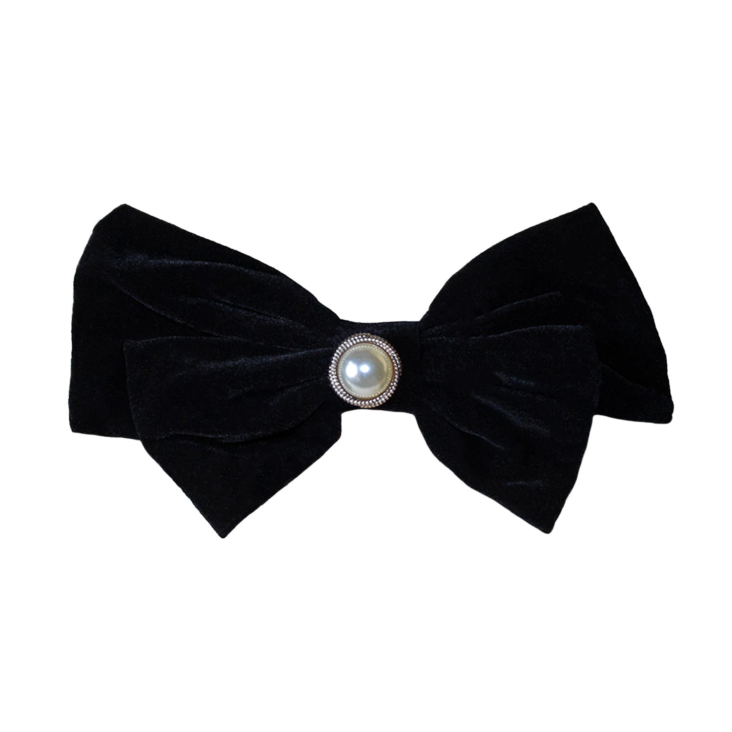 Mayfair Pearls Women's Gold / Black / White Velvet Pearl Petite Bow Clip Hair Accessory In Multi