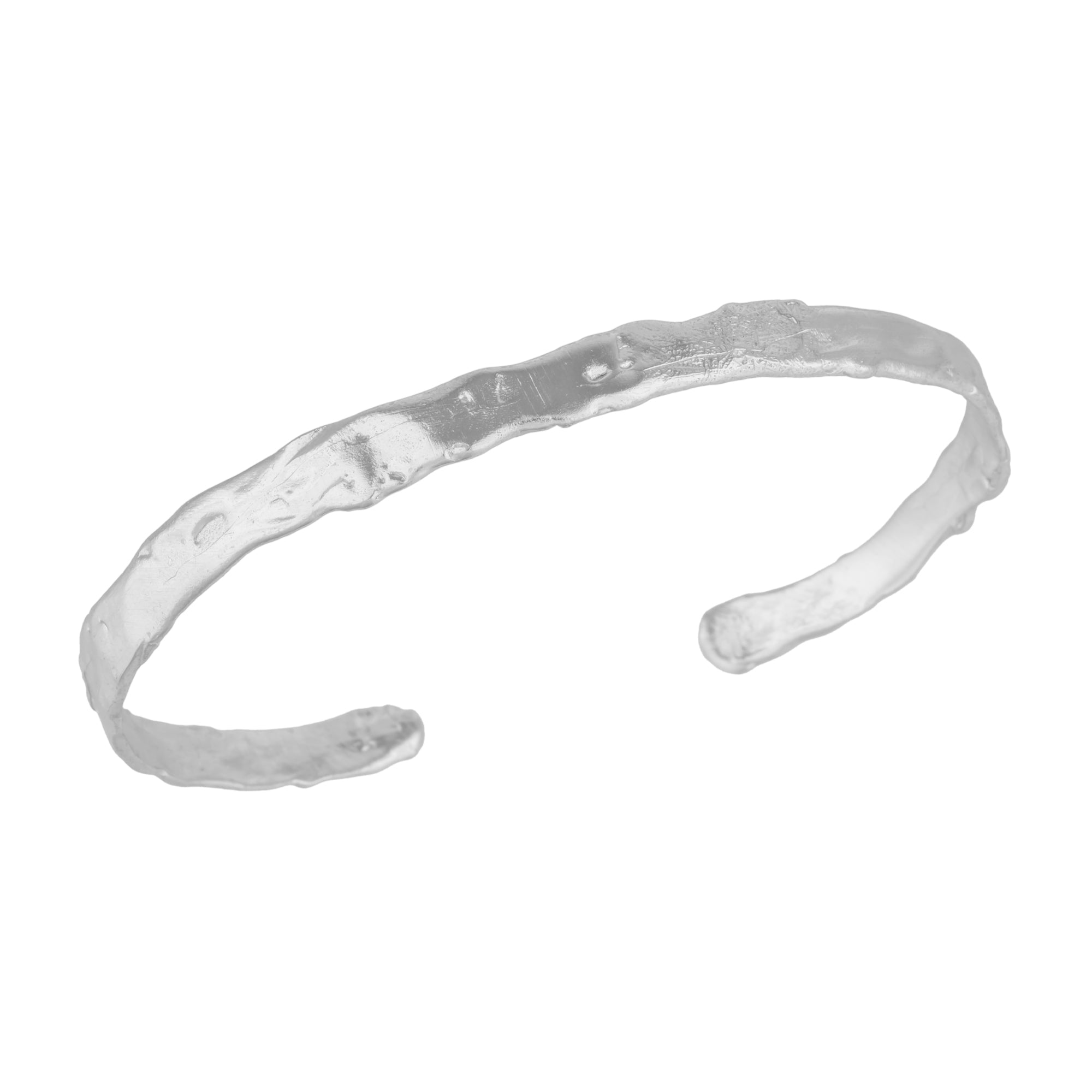 Mejoma Women's Naturally Textured Thin Cuff Bangle In Silver In Silver
