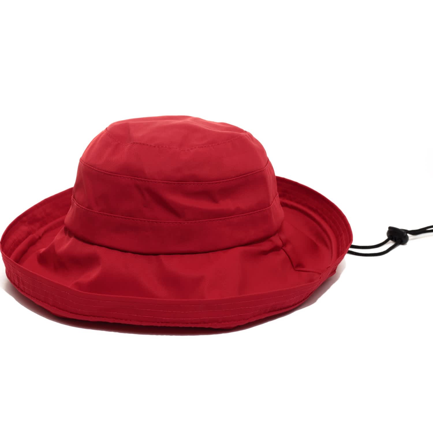 red wide brim hat
