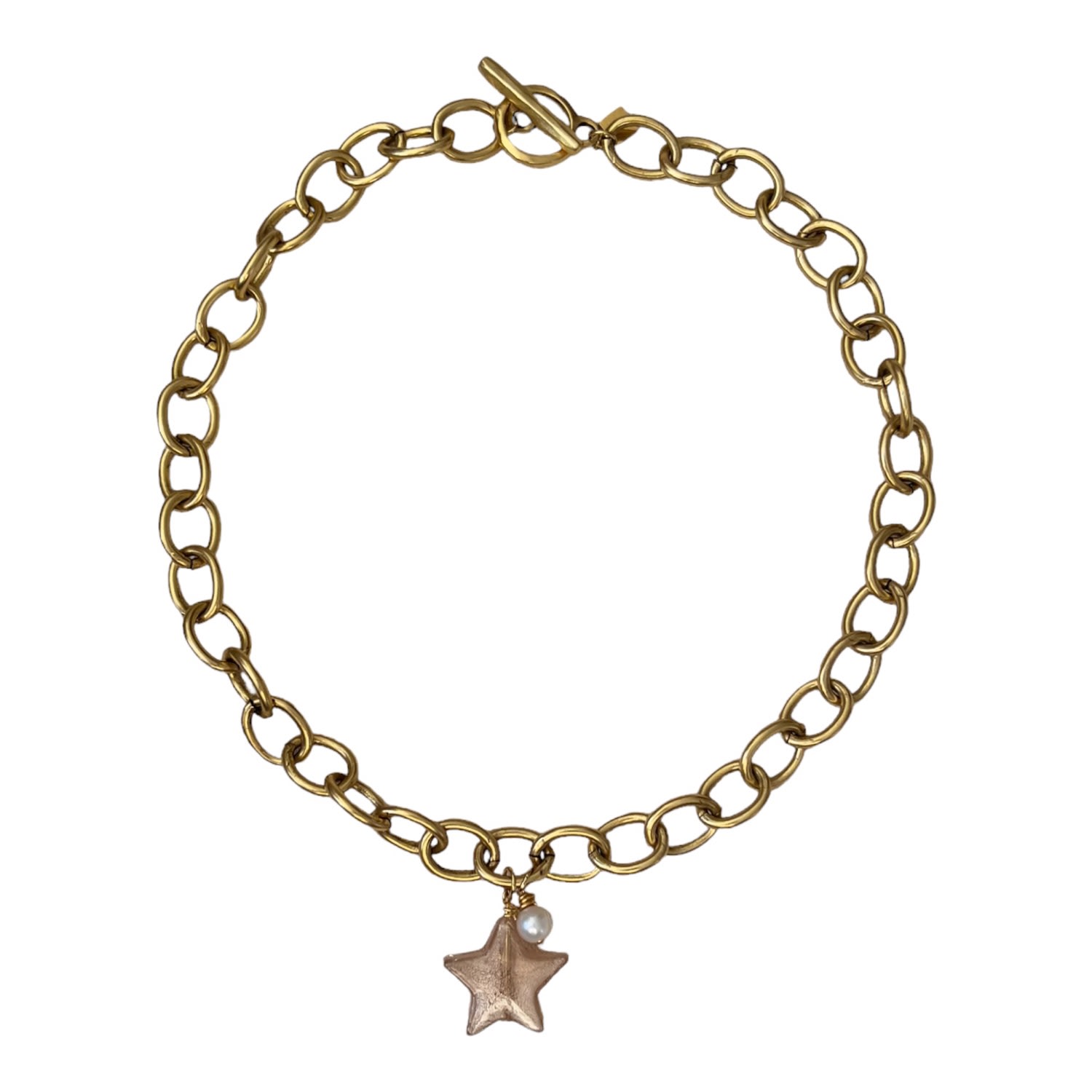 Women’s Gold / Pink / Purple Lille Glass Star Necklace - Blush Pink Sccollection