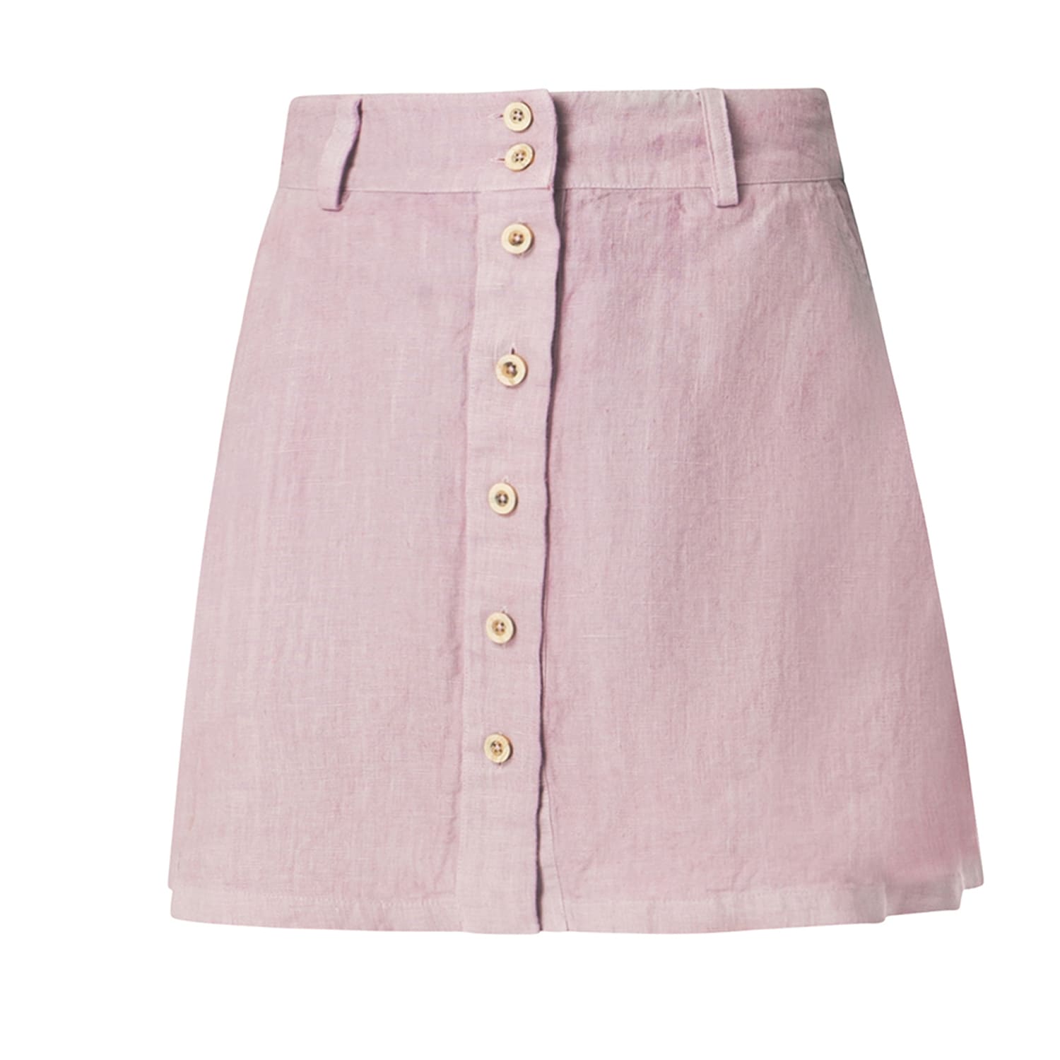 Haris Cotton Women's Pink / Purple Mini Front Buttons Linen Skirt Lilac In Pink/purple