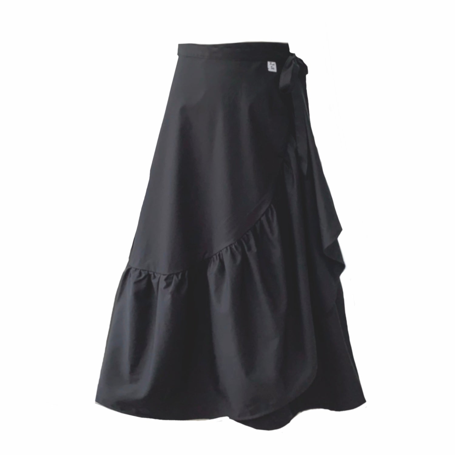 women's eve midi wrap skirt with frill in black extra small frock tales