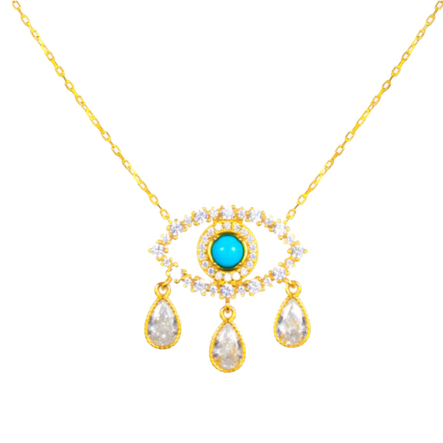 Women’s Gold / Silver Teardrop Diamond Evil Eye Necklace Selen Jewels