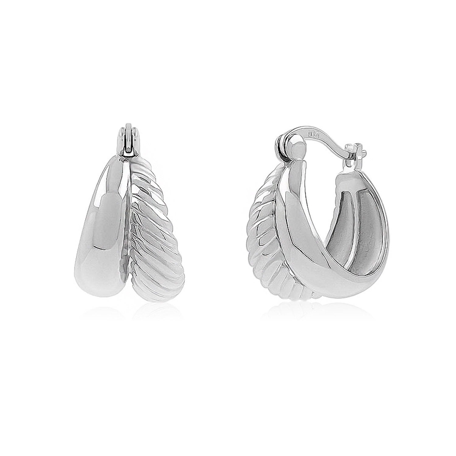 Women’s Chunky Double Hoop Earrings Silver Côté Caché