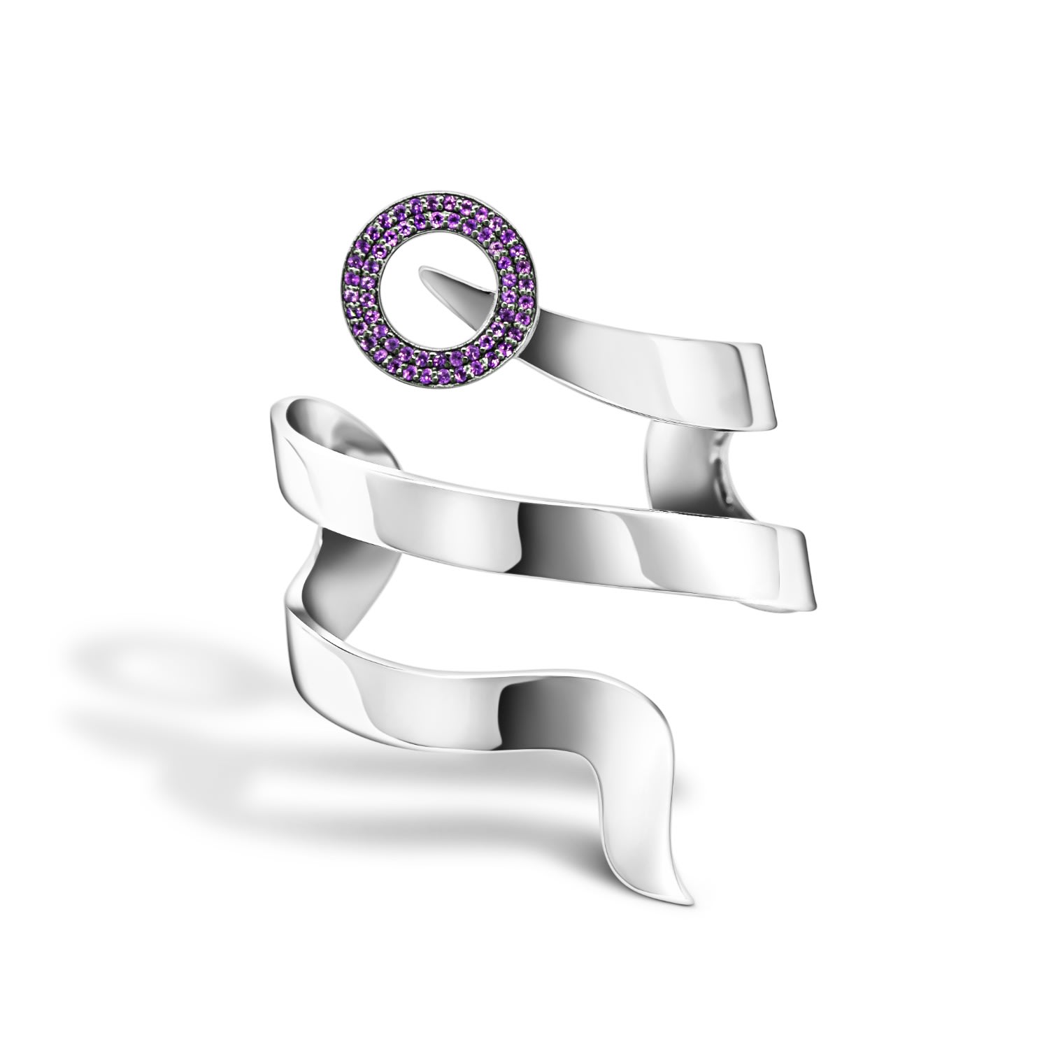 Women’s Silver Snaketric Cuff Bracelet With Amethyst Cristina Cipolli Jewellery