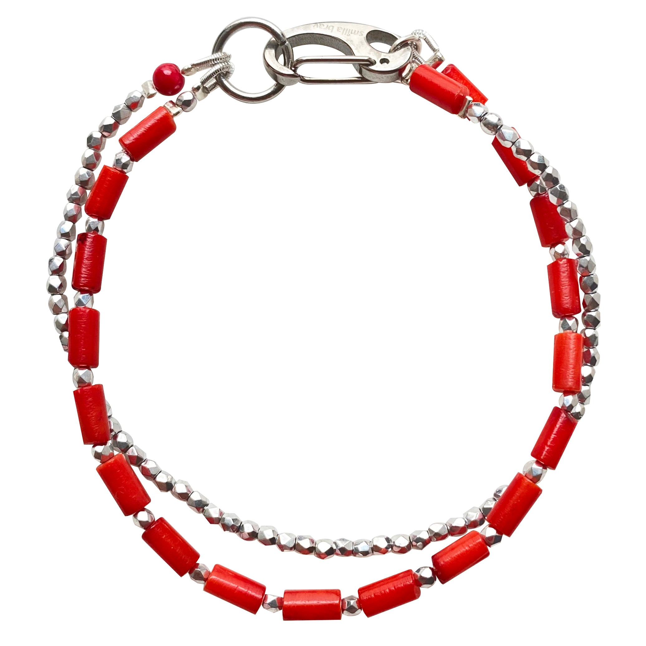 Smilla Brav Women's Red / Silver Coral Bracelet Kira