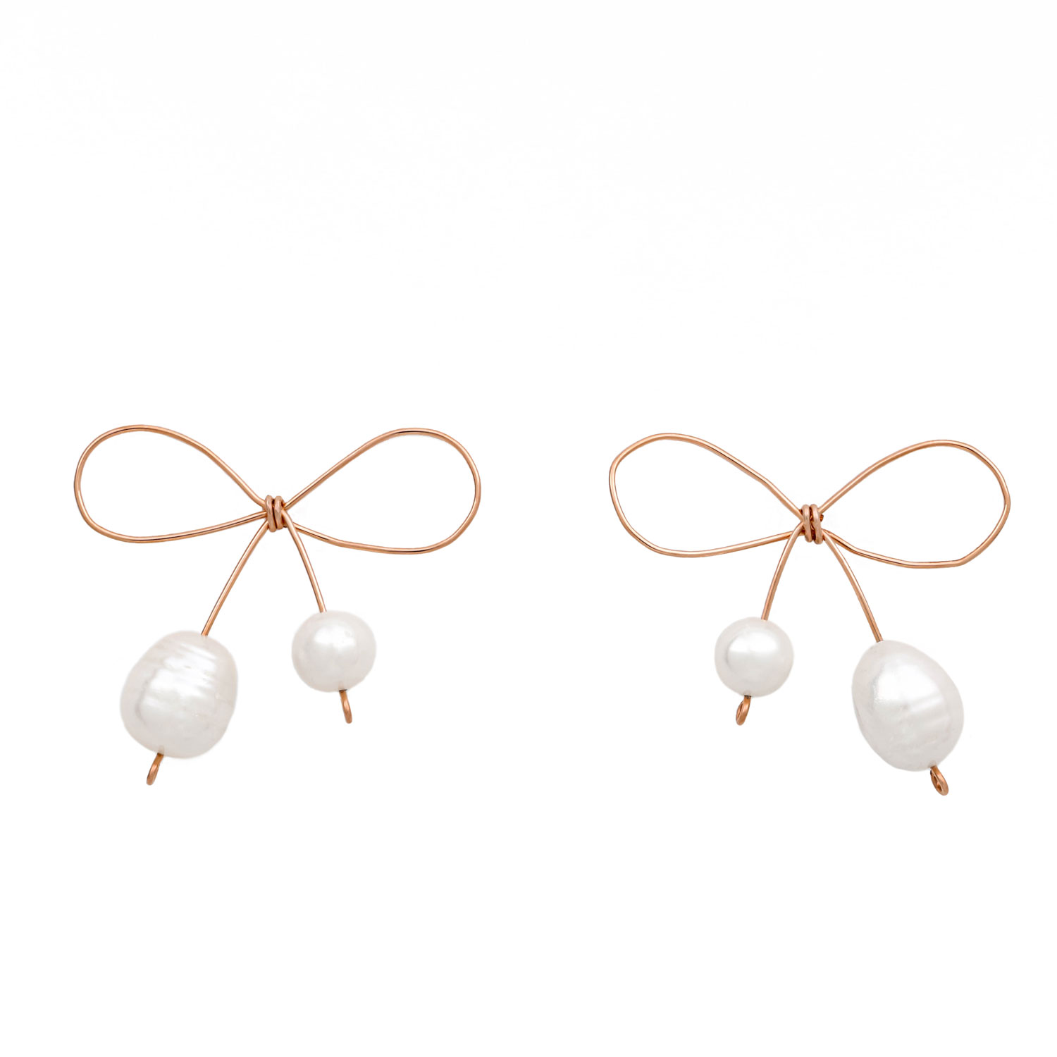 Women’s Hand Shaped Rose Gold Bow Pearls Earrings Oanasavu. creations