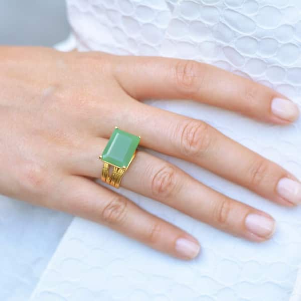 Neola Pietra Gold Cocktail Ring With Chrysoprase Gemstone In Cocktail
