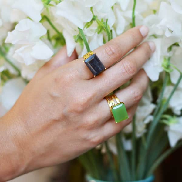 Neola Pietra Gold Cocktail Ring With Chrysoprase Gemstone In Cocktail