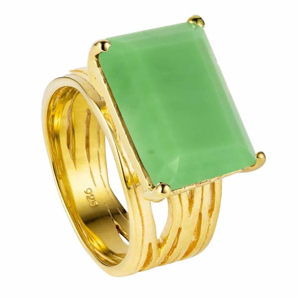 Neola Pietra Gold Cocktail Ring With Chrysoprase Gemstone In Cocktail