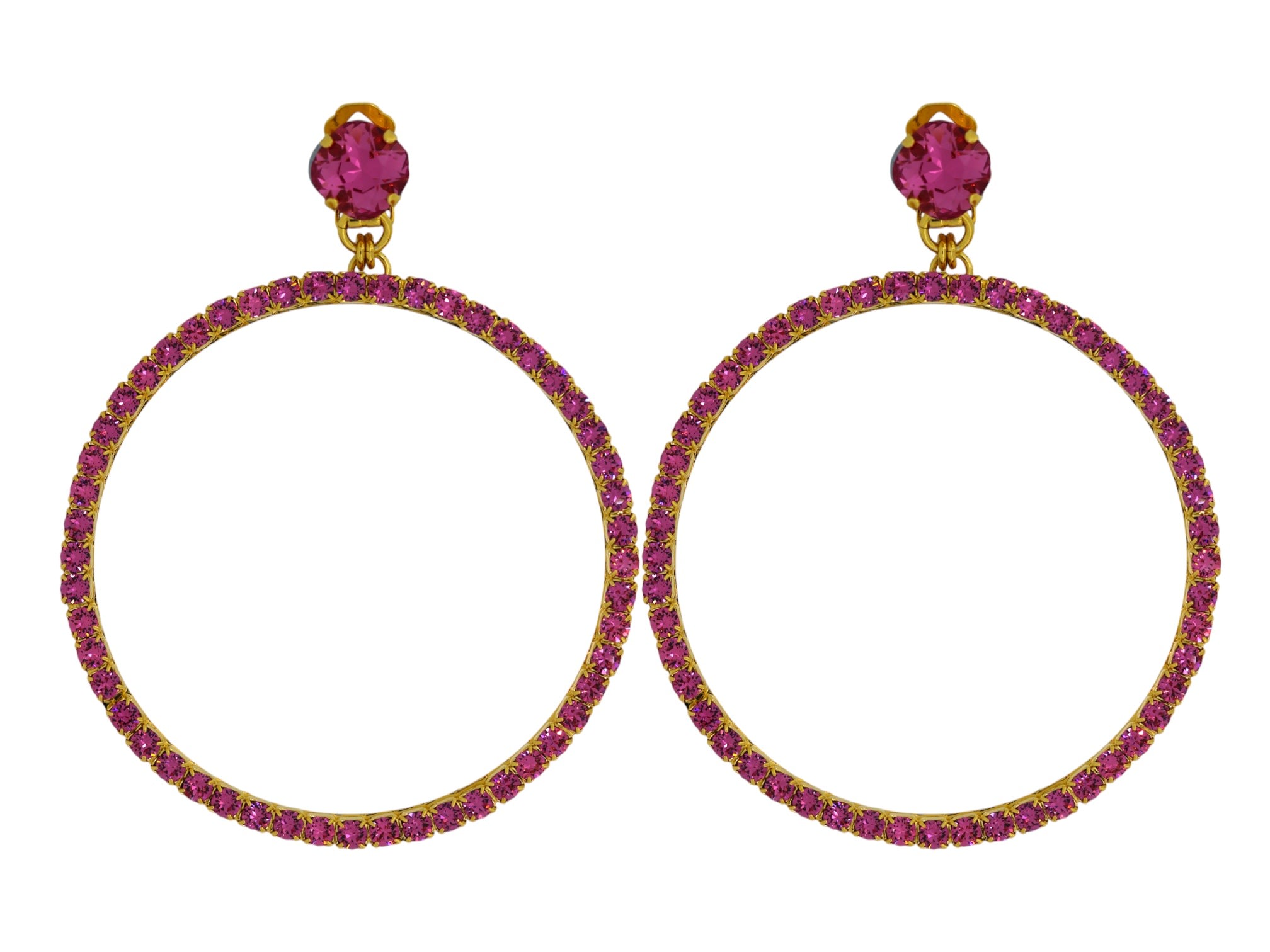 Vickisarge Women's The Large Pink Hoop Earrings In Gold - Clip In Pink