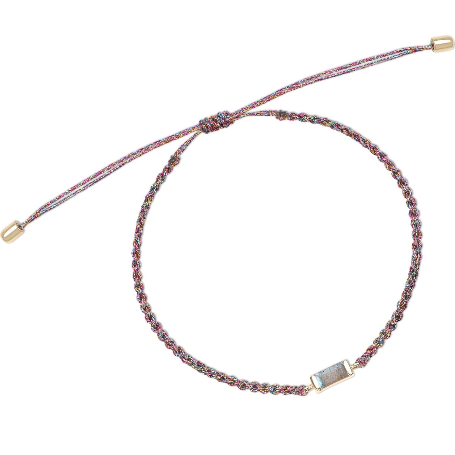 Women’s Gold / Pink / Purple Labradorite Baguette Friendship Lurex Bracelet 9K Gold Zohreh V. Jewellery