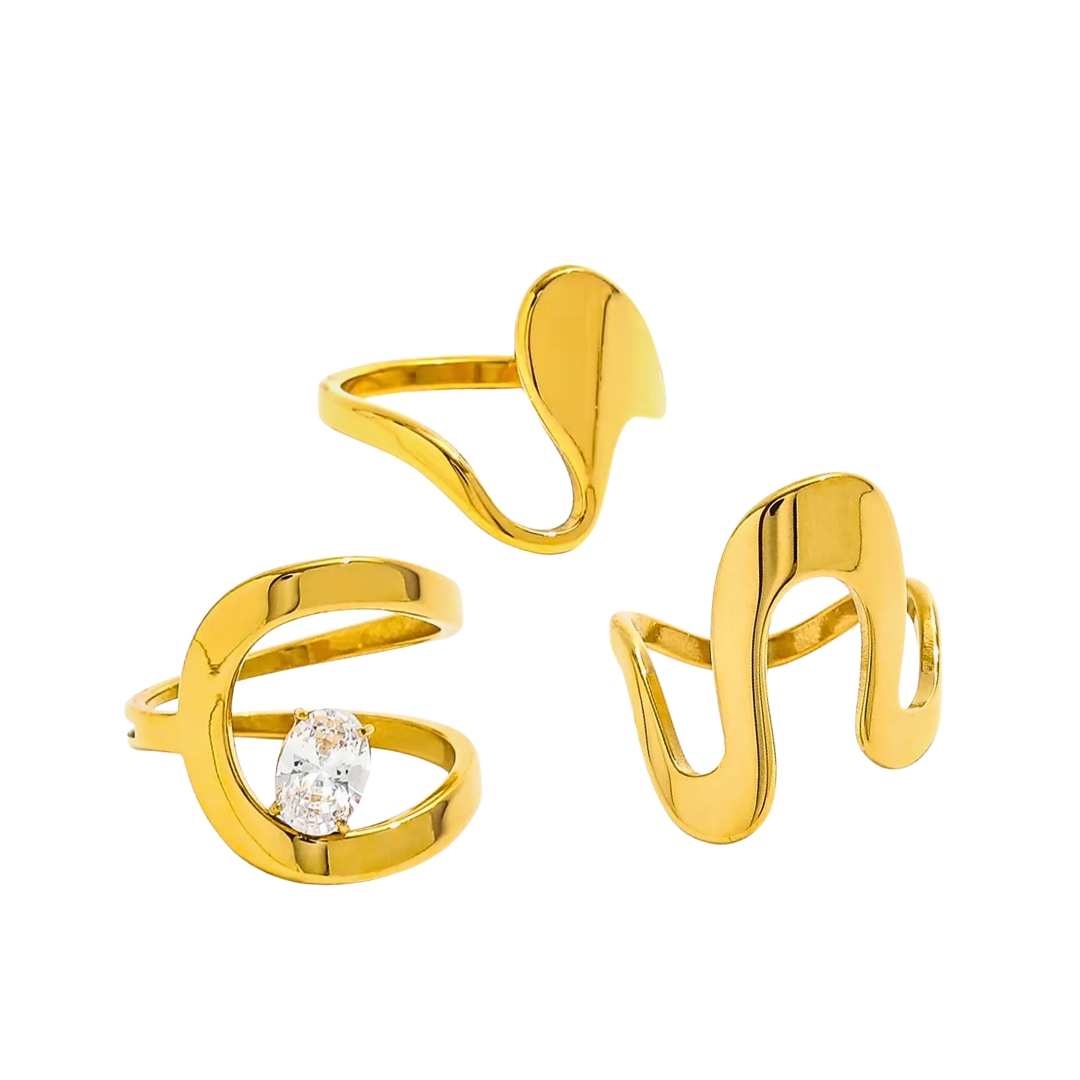 Mg Jewelry Women's Gold Eccentric Waterproof Ring Set In Gold