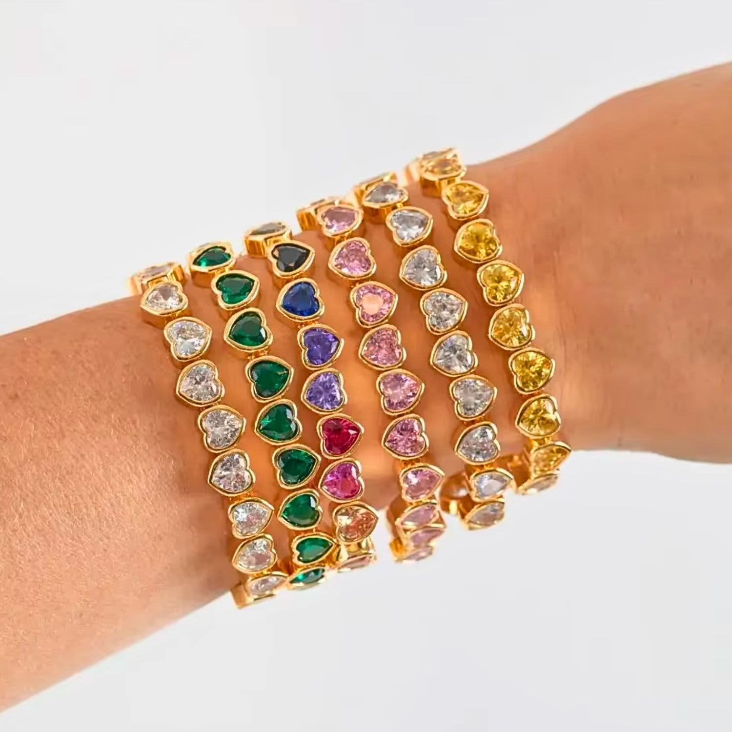 Heart Stretch Cubic Zirconia Tennis Bracelet | Olivia Le | Wolf