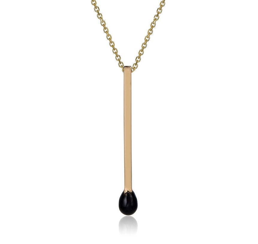 Cartography Men's Gold / Black Daughters Of Bilitis - 14k Solid Gold Matchstick Necklace