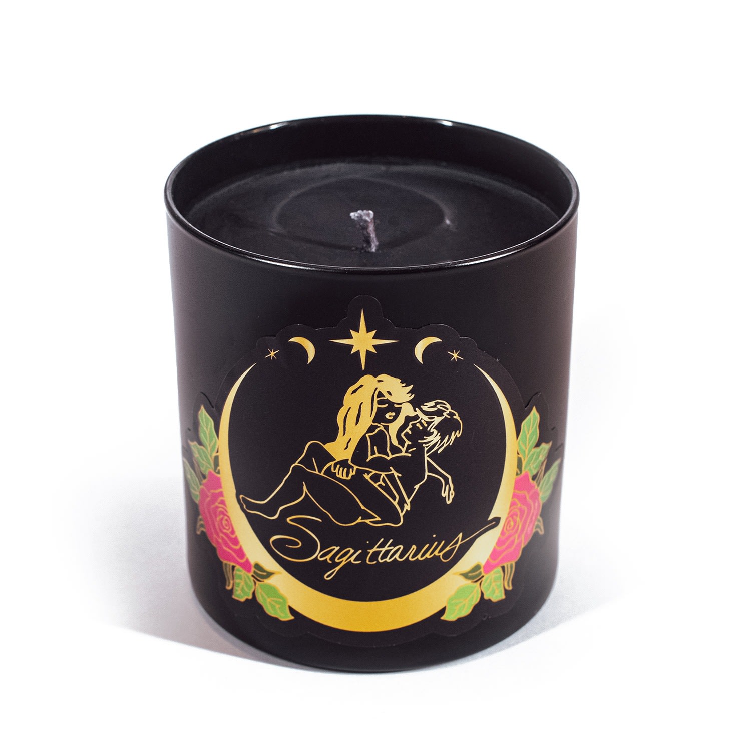 Astrology Zodiac Horoscope Sign Candle Sagittarius Light Sugar Rose Petal Fragrance Black Cake