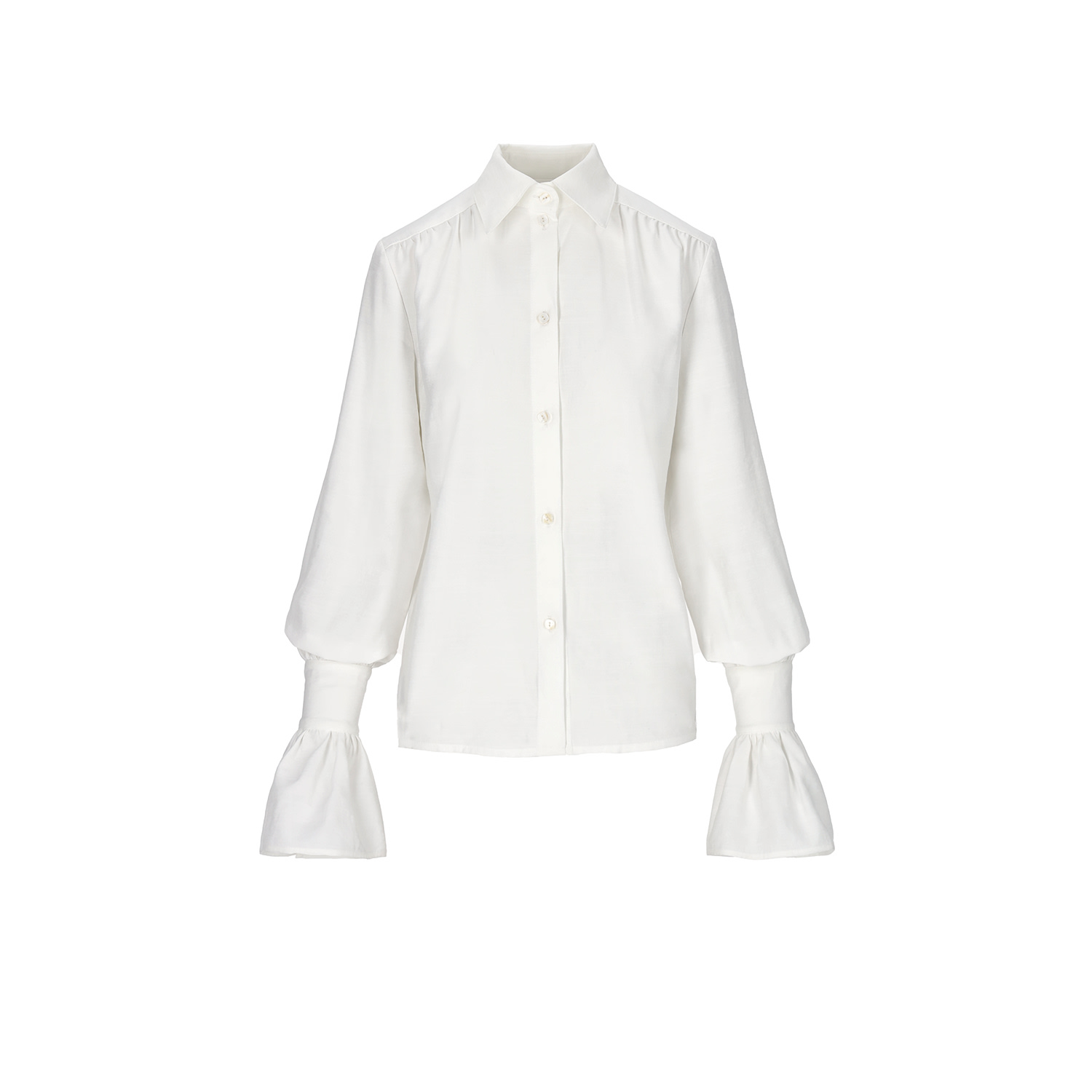 Mandragora Women's Neutrals Ecru Cotton Shirt With Decorative Cuffs – Carmen In Beige